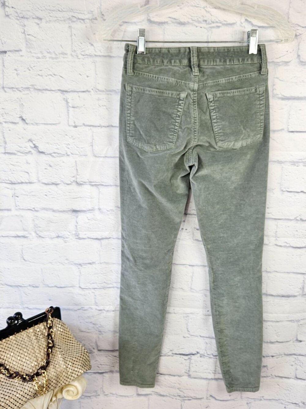 Lucky Brand Size 00/24 Green Velvet Ava Super Skinny Jeans Pants Stretch Womens - Picture 4 of 11